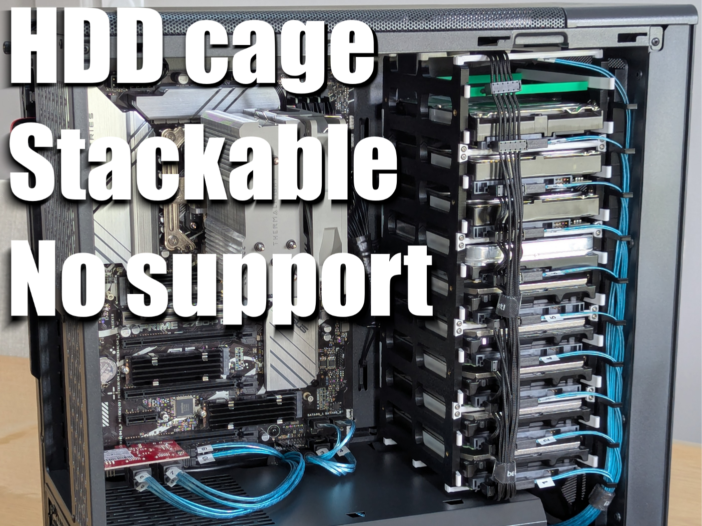 Stackable 3.5" HDD cage for 140mm front fan rails