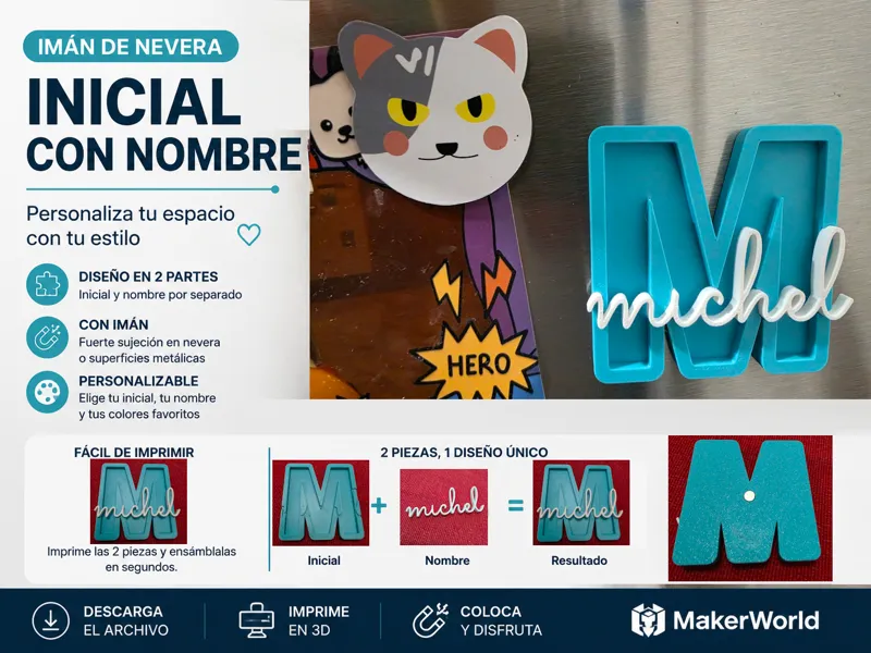 Imán Nevera Personalizable con Inicial y Nombre