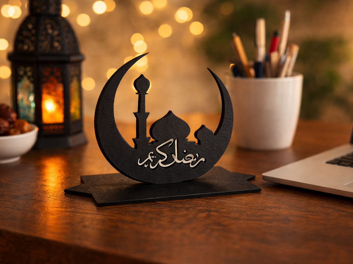 Ramadan Kareem Crescent Moon Desk Decor - Ramazan