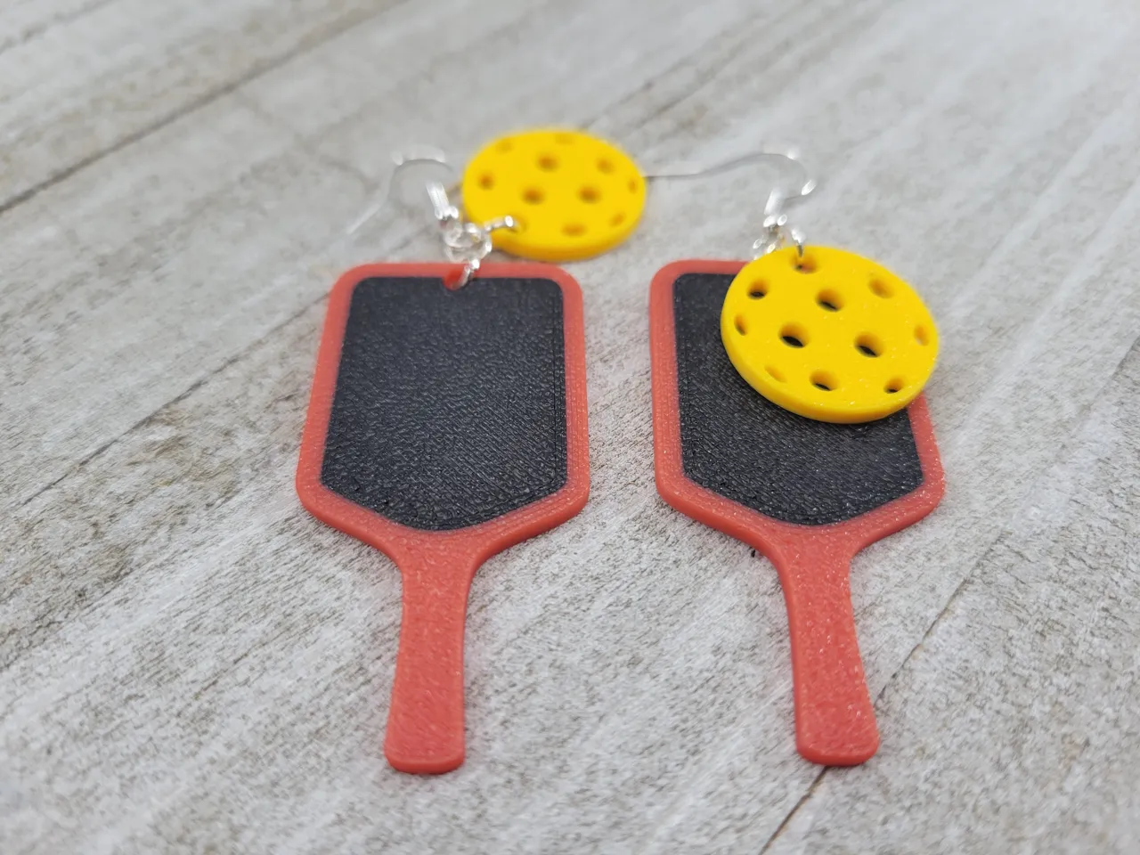 Pickleball Paddle and Ball Sports Earrings view 4
