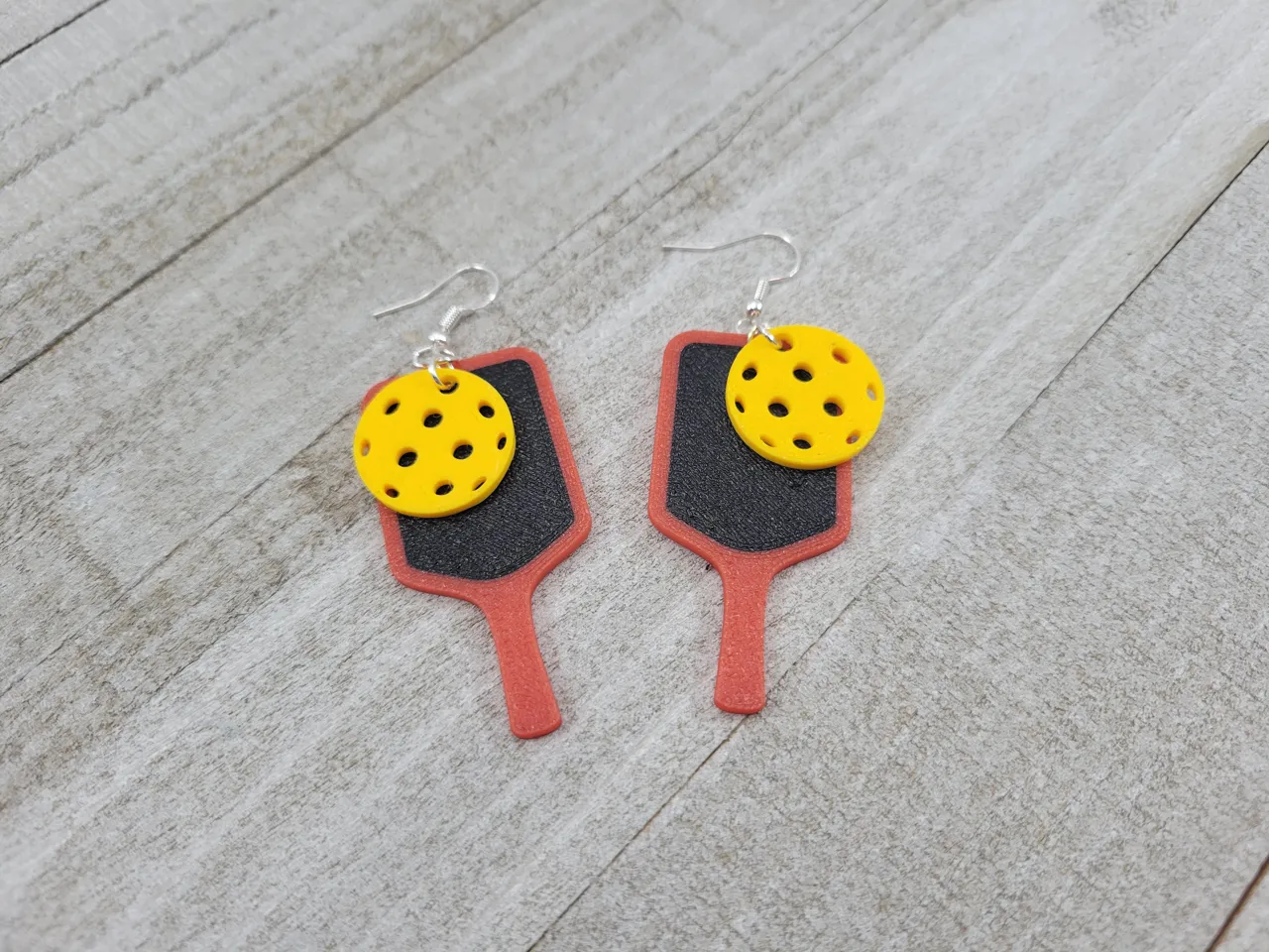 Pickleball Paddle and Ball Sports Earrings view 3