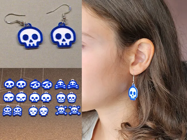 Halloween Earrings Skull Set - 9 different models