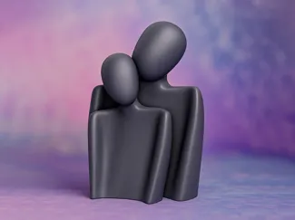 Abstract Couple Embrace Sculpture