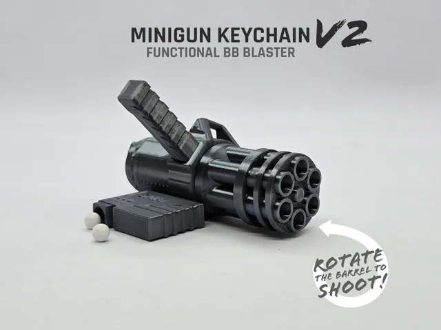 Minigun Keychain V2 — Functional BB Blaster