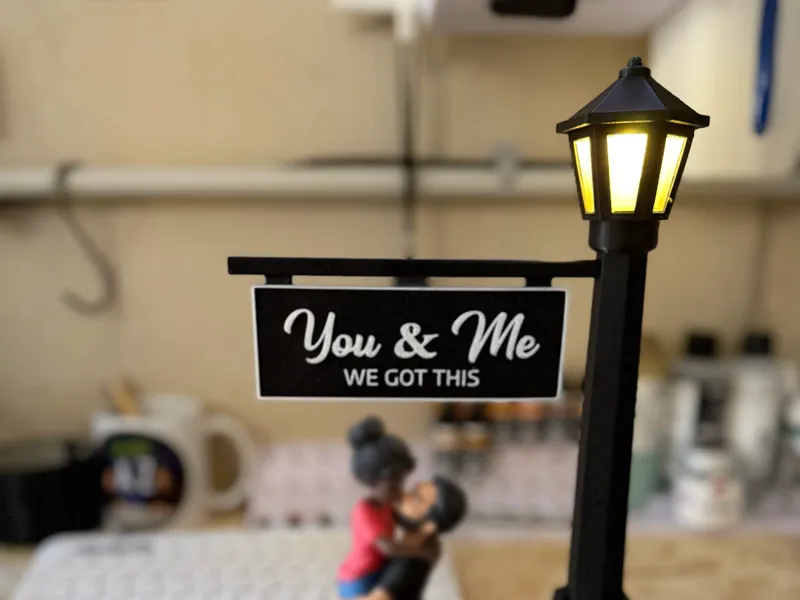 Romantic Street Lamp with Custom Sign