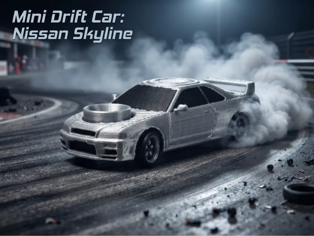 Mini Drift Car: Nissan Skyline (1 hour,no bearing) - Free 3D Print ...