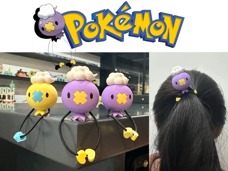 宝可梦飘飘球(Drifloon)发饰(发圈、发绳),分件打印,无需AMS,仅 16g