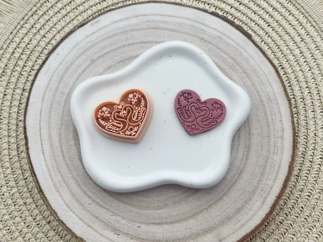 Heart Swans Polymer Clay Earrings Cutter