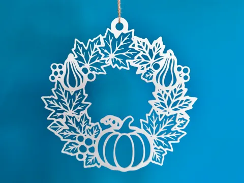 Adorno temático: Fall wreath with a pumpkin — referencia de MakerWorld