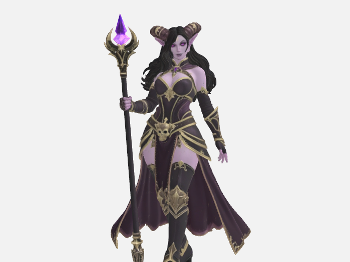 Weiblicher Drow/Tiefling Zauberer D&D Miniatur
