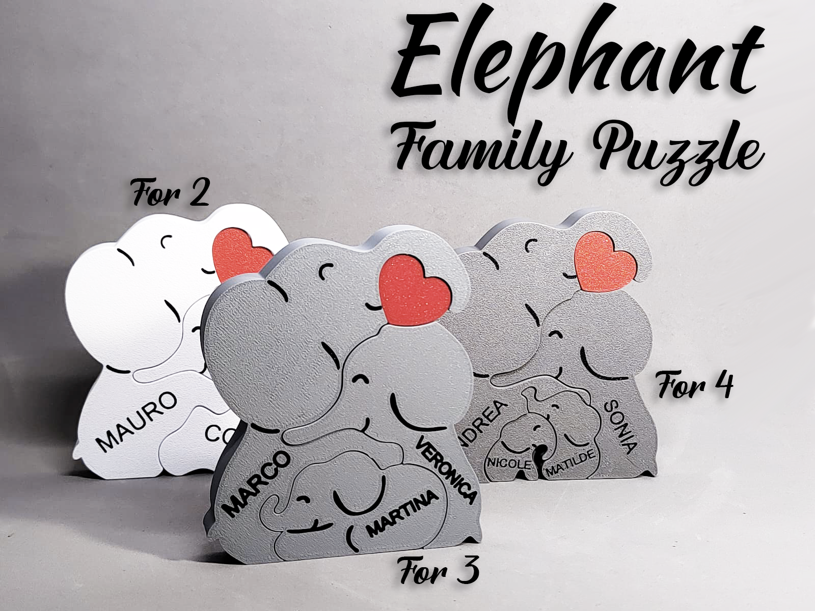 Elephant Family Puzzle Gift idea, customizable
