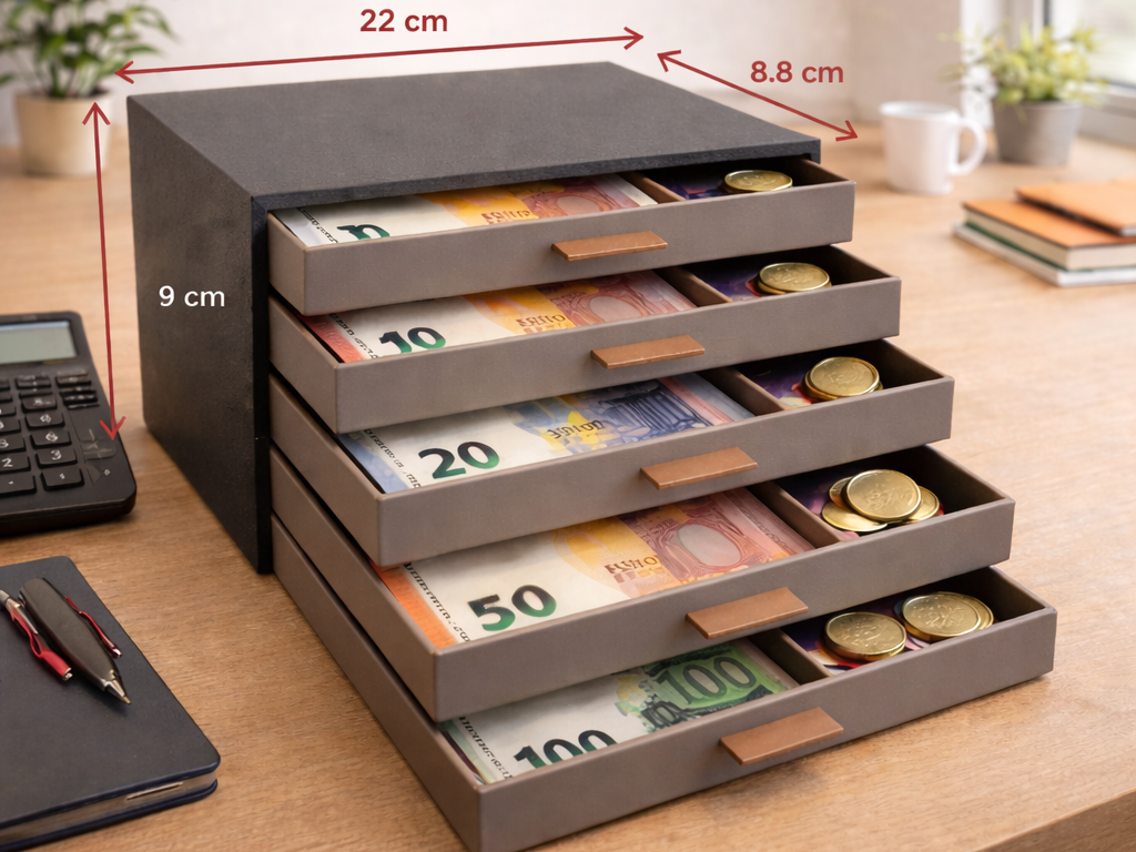 Modulares Bargeld- & Münzregal mit Schubladen 