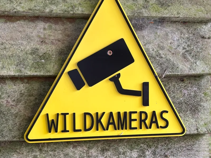 Schild Warnschild Kameras Wildkameras Grundstück