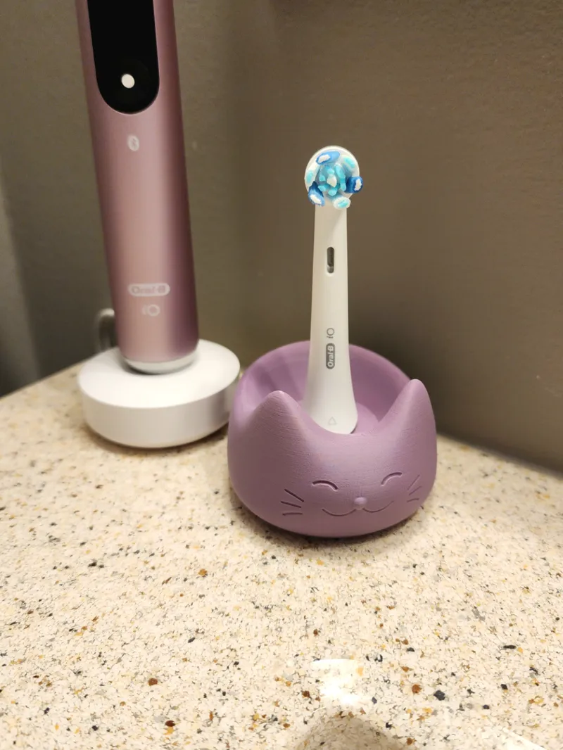 Cat bowl toothbrush holder