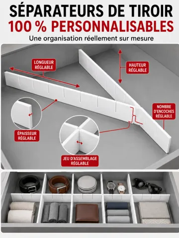 Soporte: Séparateurs de tiroir paramétriques sur-mesure — vista de referencia 2