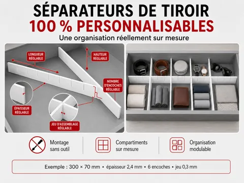 Soporte: Séparateurs de tiroir paramétriques sur-mesure — referencia de MakerWorld