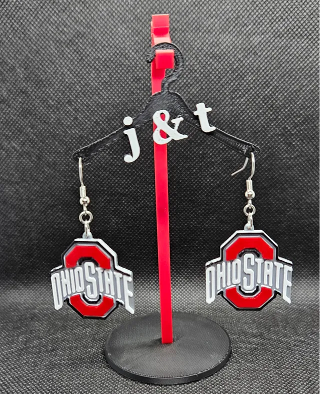 3D Ohio State Buckeyes earrings