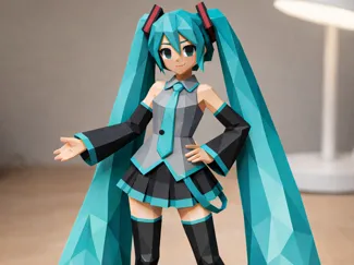 Hatsune Miku – Low Poly Statue