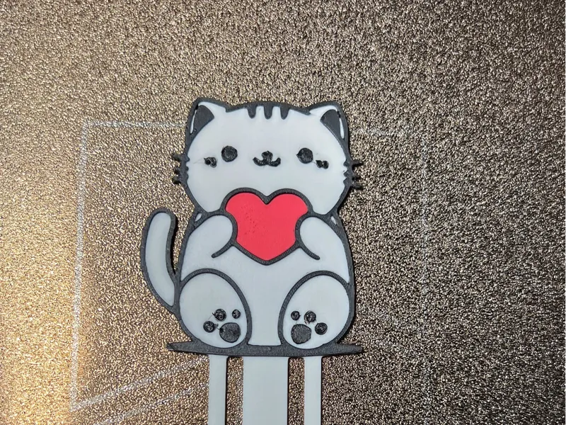 Valentine Bookmark - Cat with a heart