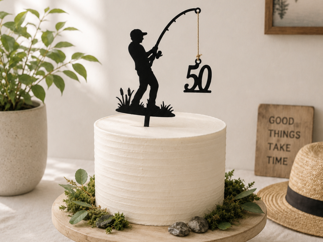 Fishing Cake Topper | Interchangeable Numbers - 1