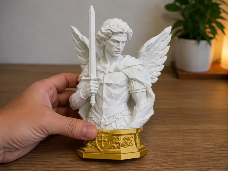 Saint Michael the Archangel Modern Geometric Bust