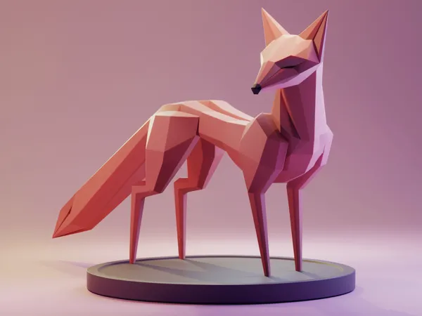 Renard mignon low poly