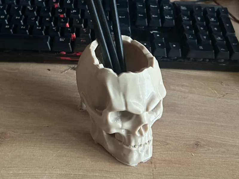 Skull pen holder
