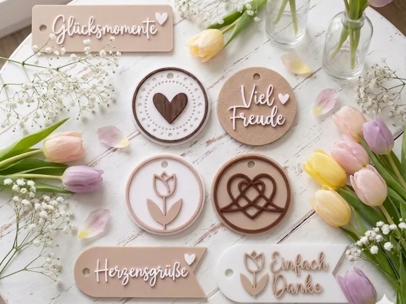 Spring Collection Heart Tulip Floral Tags
