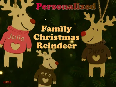 Personalized Family Reindeer – Christmas Baubles