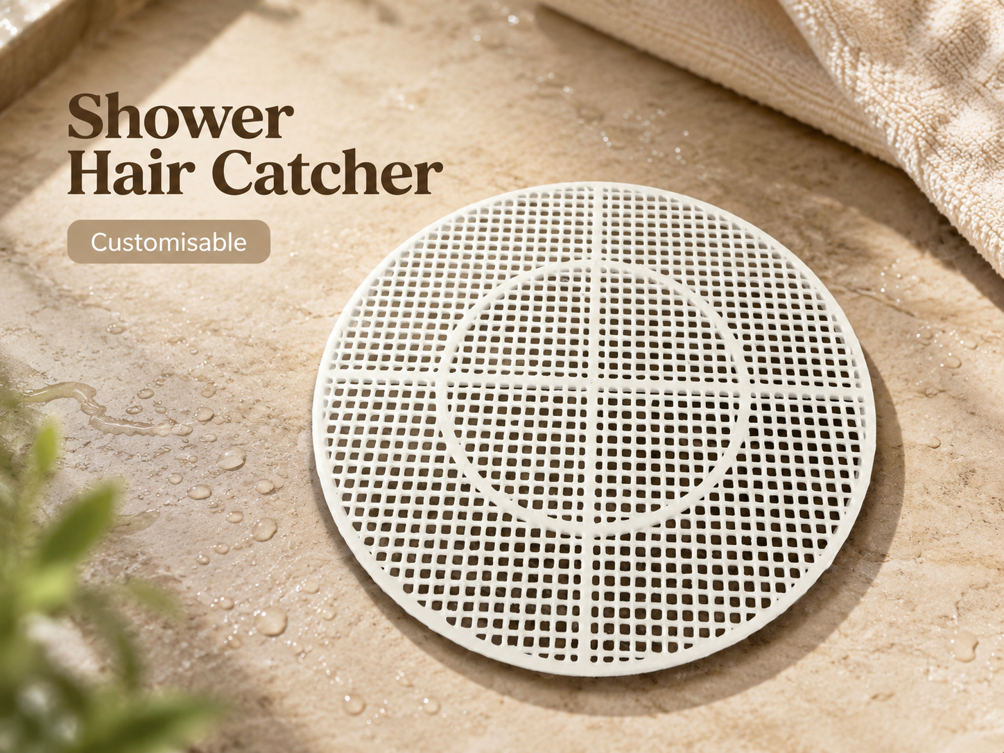 Customisable Parametric Shower Drain Hair Catcher