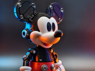 Fully segmented mechanical Mickey Mouse articulated figure Disney