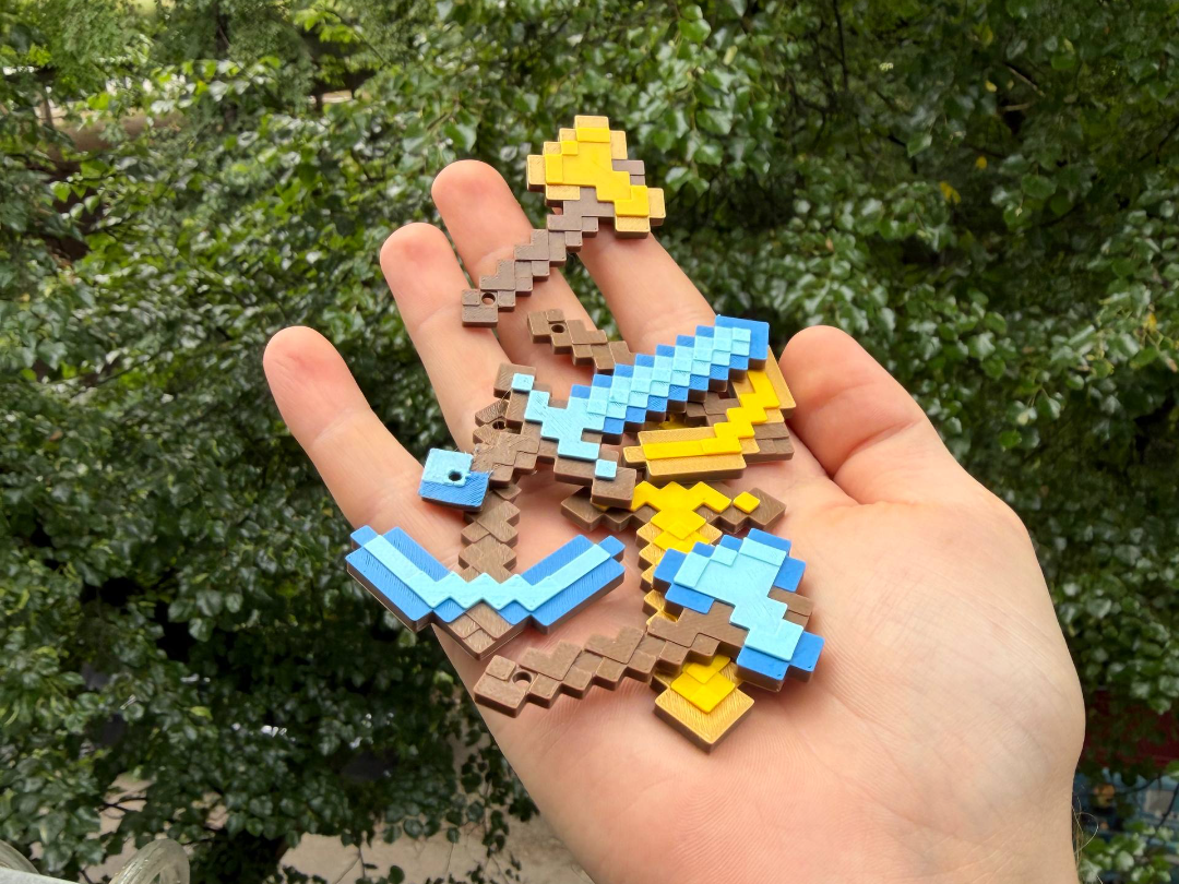 Minecraft inspired: Keychains set Tools and Weapon