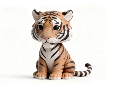 Chibi Cute Tiger Animal Figurine Display