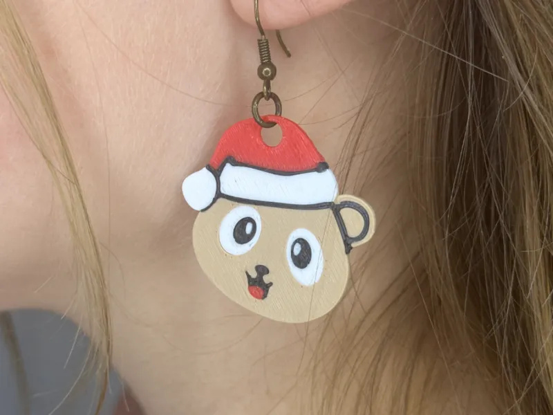 Cute Christmas Bear Earring