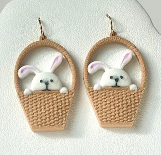 Easter Bunny Earrings Basket