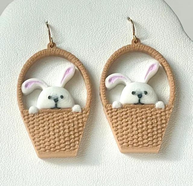 Easter Bunny Earrings Basket