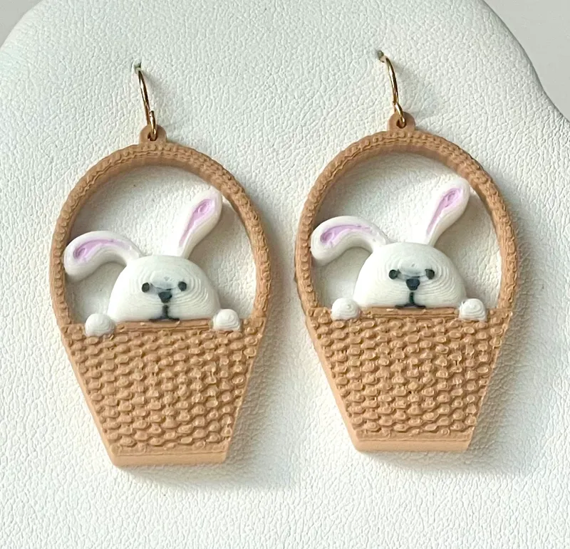 Easter Bunny Earrings Basket