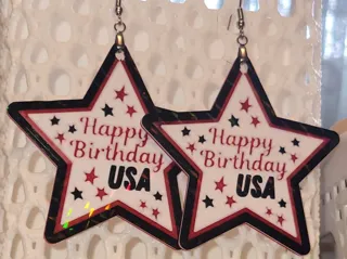 USA Happy Birthday Earrings