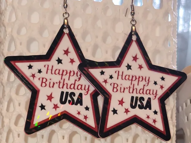 USA Happy Birthday Earrings