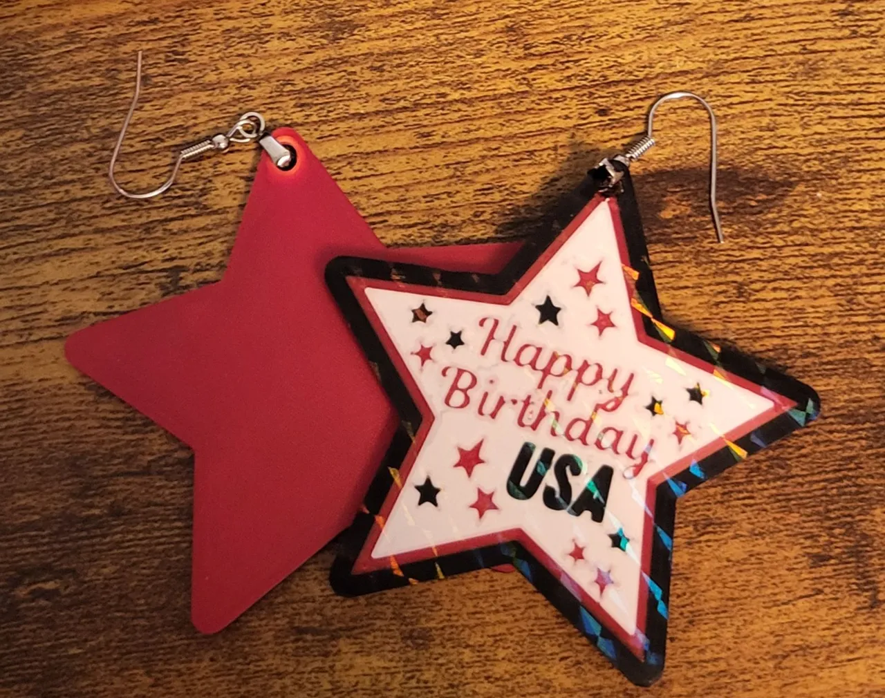 USA Happy Birthday Earrings view 4