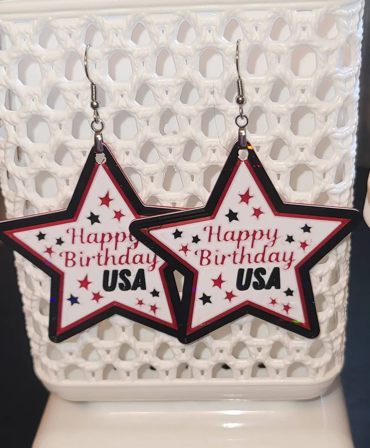 USA Happy Birthday Earrings view 3