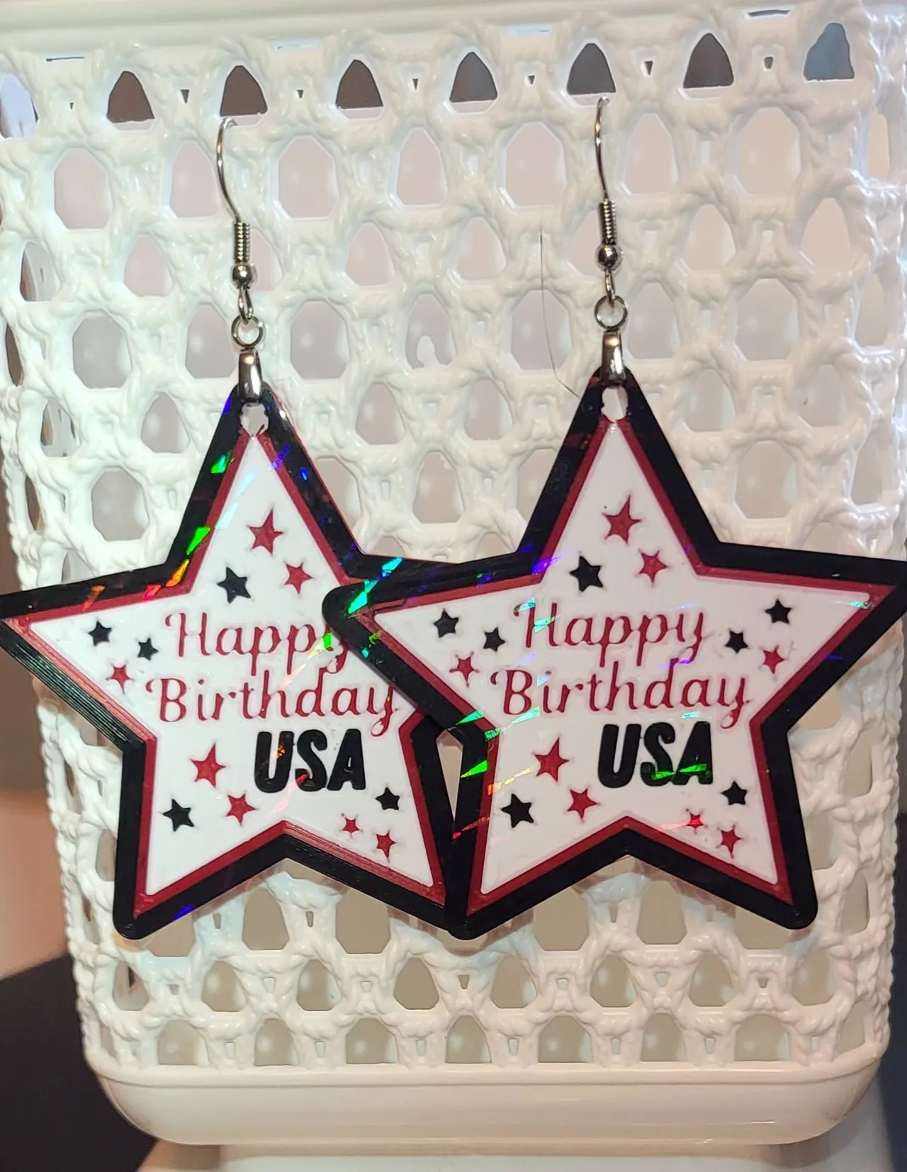 USA Happy Birthday Earrings view 2