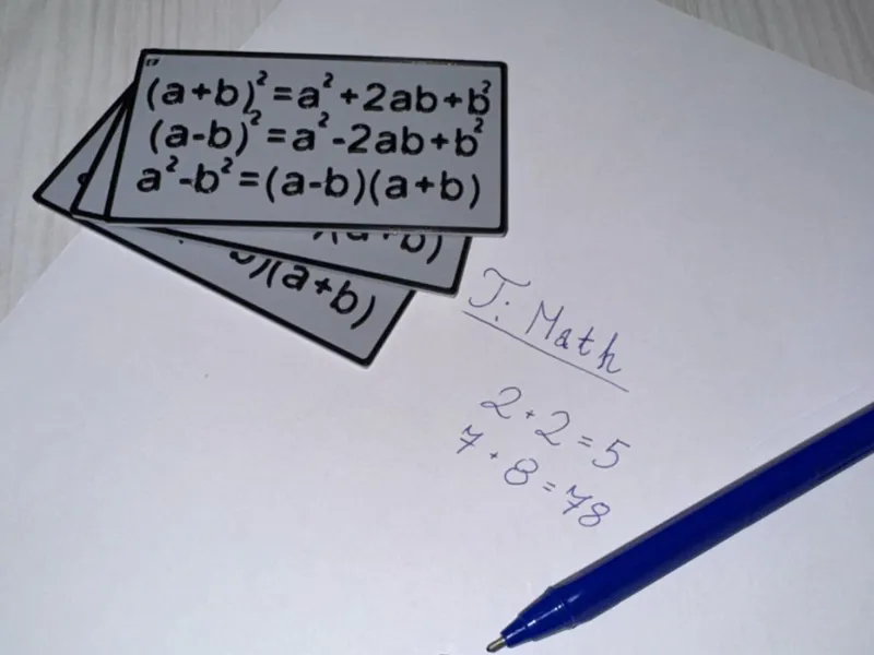 Math Card – Shortened Multiplication Formulas
