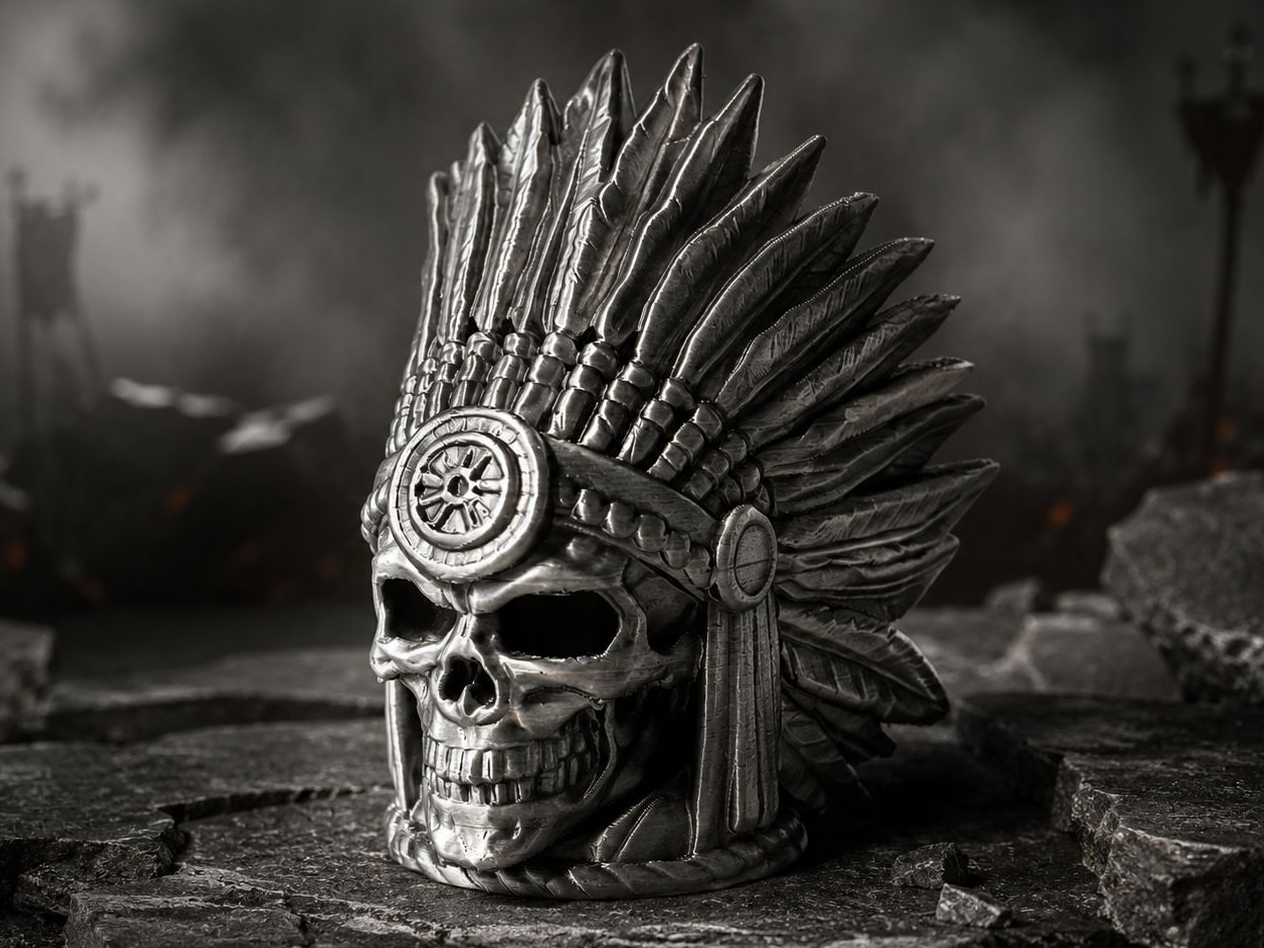 Tribal Skull Headdress Dark Fantasy Gothic Decor