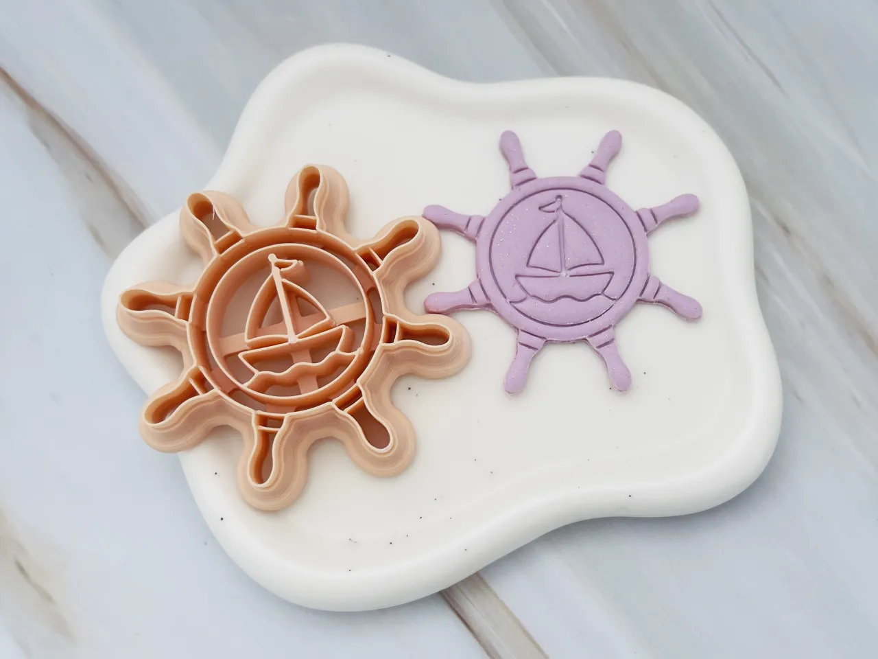 Sailor Wheel Polymer Clay Earrings Cutter view 2