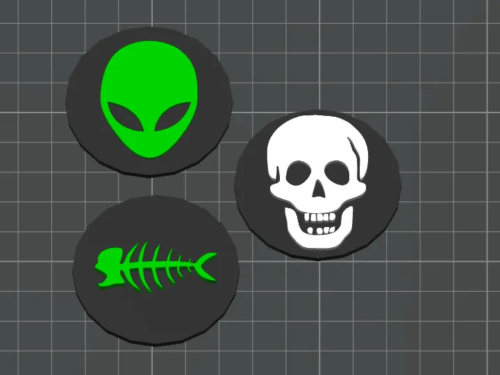 Coins Badge Token Patch -Skull, Fish, Alien 