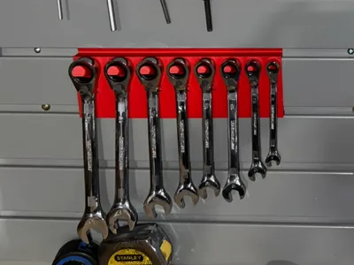 Slat wall box end wrench tool holder