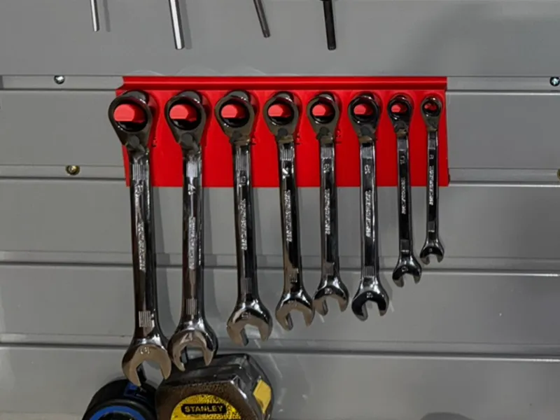 Slat wall box end wrench tool holder