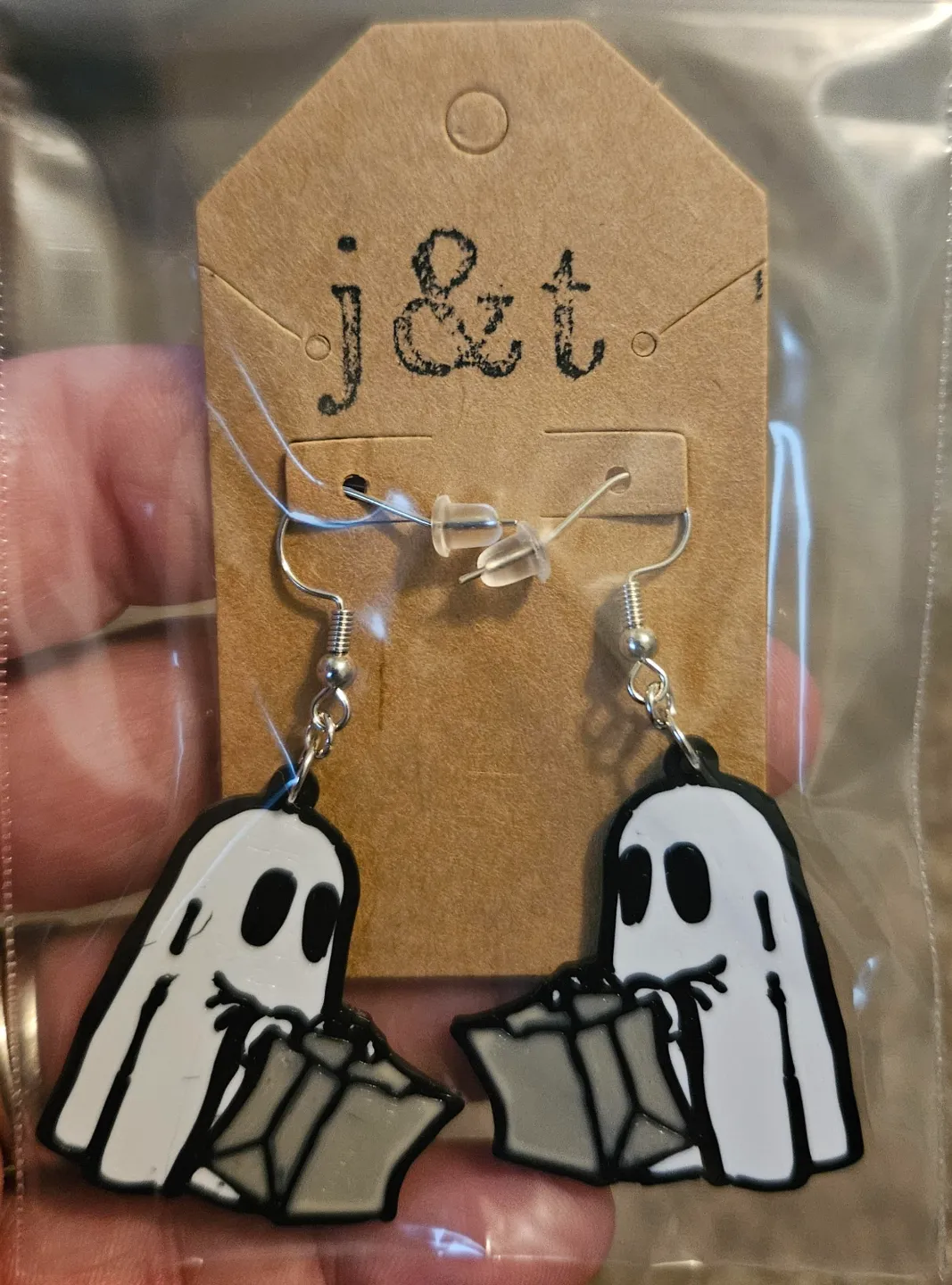 Trick or Treat Ghost earrings view 2