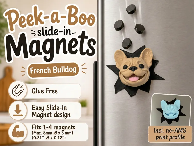French Bulldog Peek-a-Boo Slide-In Magnet